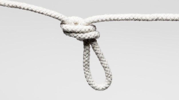 Hanging white twisted cotton rope