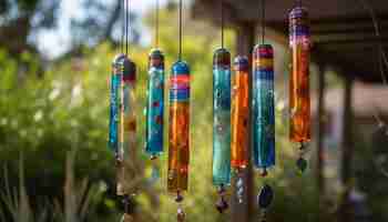 Free photo hanging wind chime symbolizes vibrant chinese culture generated by ai