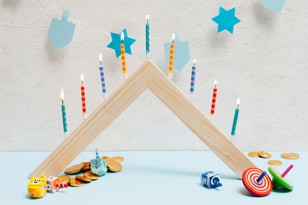 Hanukkah celebration with candles