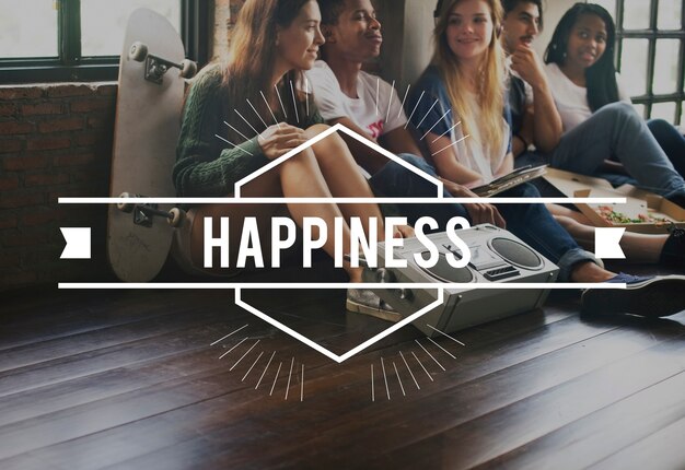 happiness vintage vector graphic concept