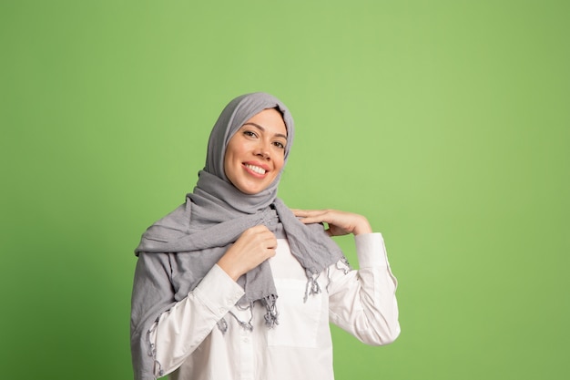 Happy arab woman in hijab