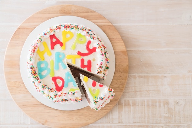 happy birthday cake on table