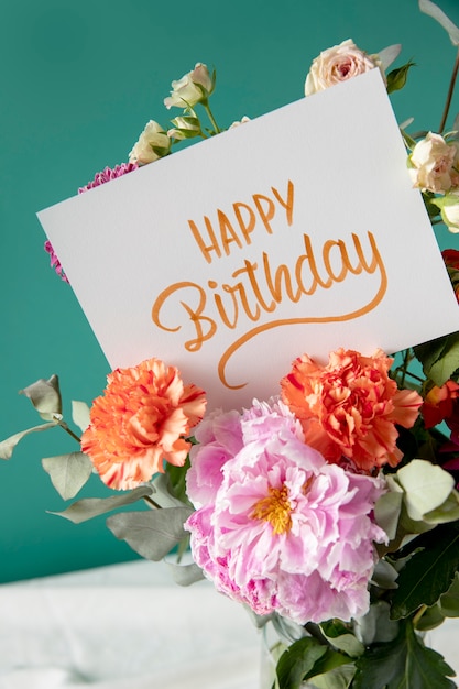 Happy birthday card with flowers assortment