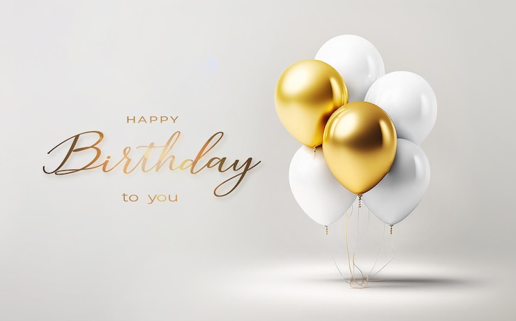 Free Photo happy birthday with realistic balloons