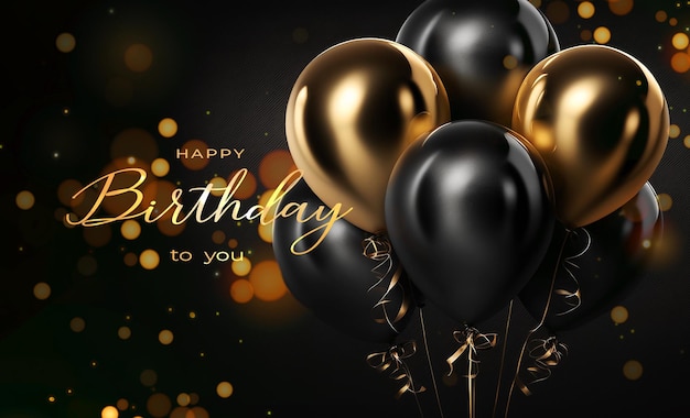 Бесплатное фото С днем рождения с реалистичными воздушными шарами