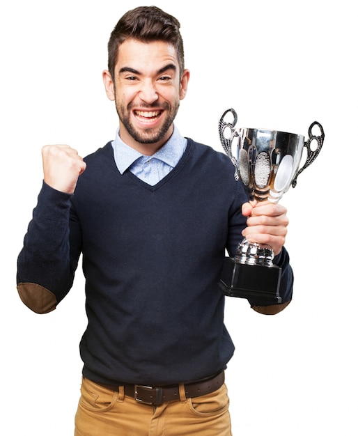 Happy boy celebrating the achievement