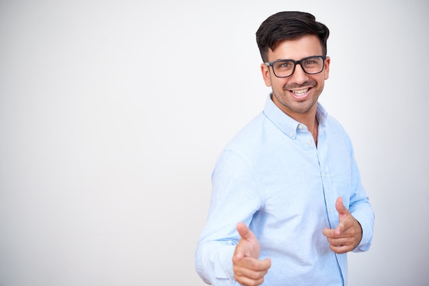 Happy businessman in eyeglasses