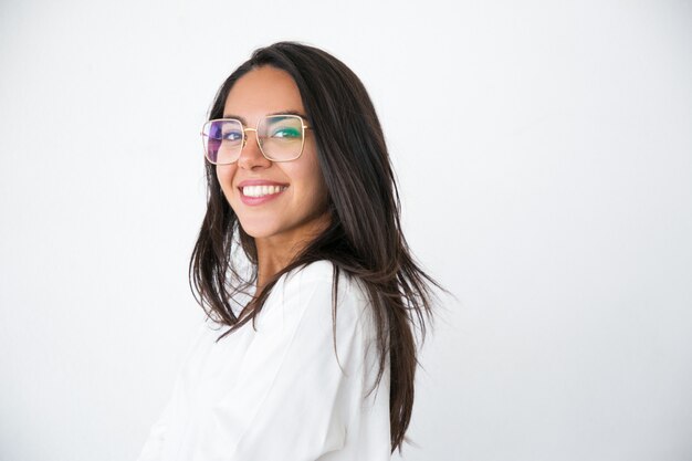 Happy cheerful professional posing in studio