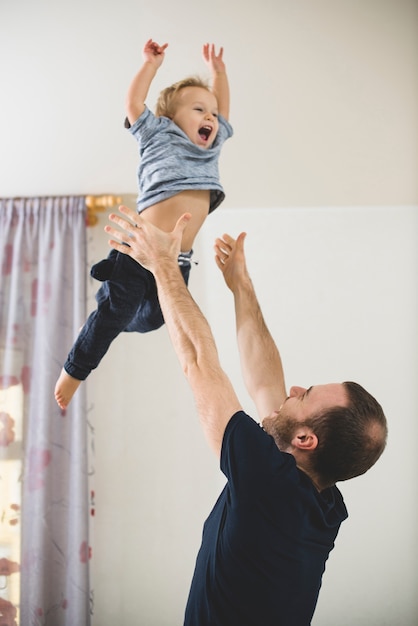 Happy child flying