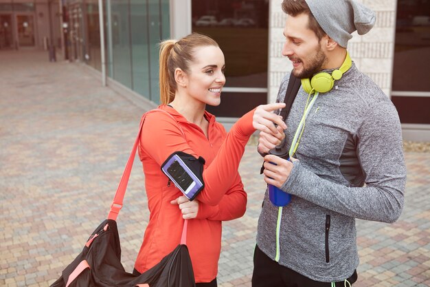 Happy couple after the gym