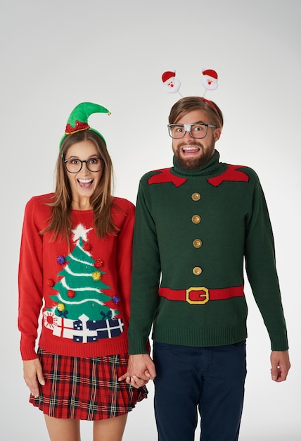 Free photo happy couple in christmas time