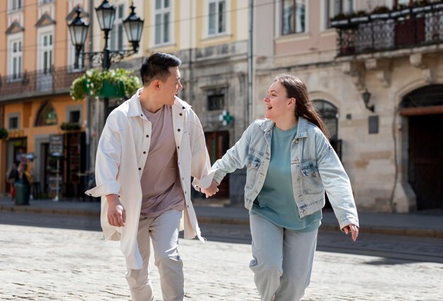happy couple lifestyle outdoors