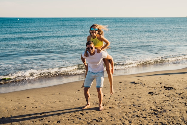 Happy couple at the shoreline