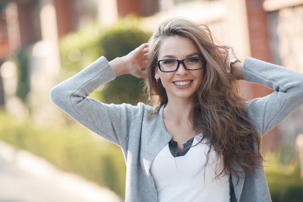 happy cute woman portrait outdoor