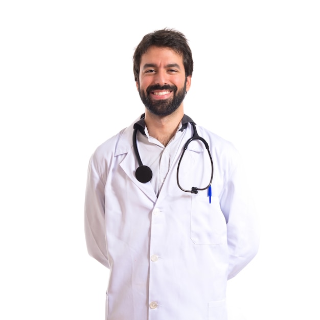 Free photo happy doctor over white background