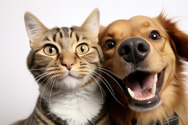 Free photo happy dog and cat together