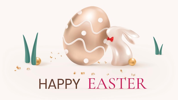 Счастливой пасхи с яйцами, празднование приветствия, розовое золото, роскошный социальный баннер