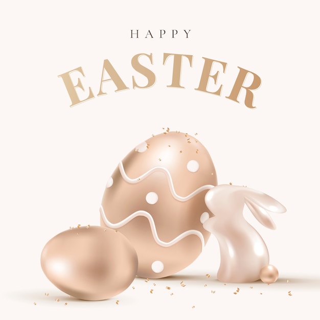 계란과 인사말 휴일 축하 소셜 미디어 게시물과 함께 행복한 부활절
