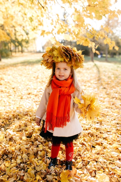 Happy family on autumn walk