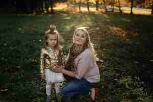 Free photo happy family on autumn walk