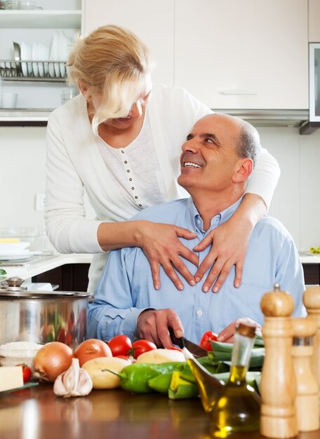 happy family cooking healthy food