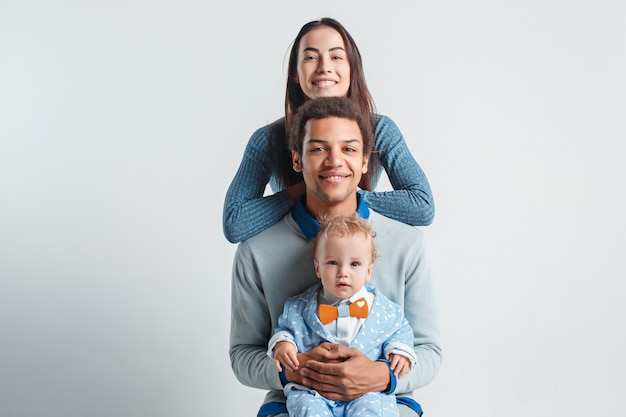 Happy family embracing