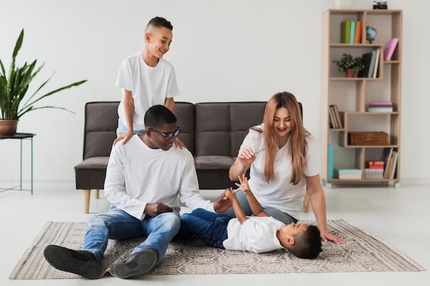 Free photo happy family having fun together indoors