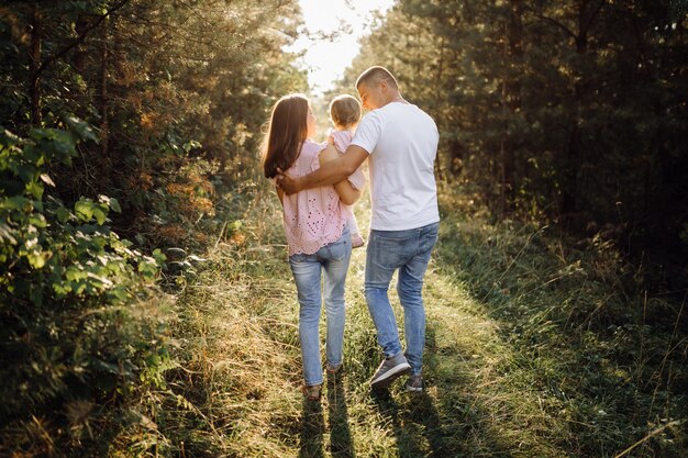 Happy family outdoors spending time together