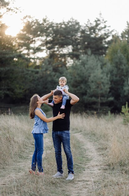 Happy family outdoors spending time together