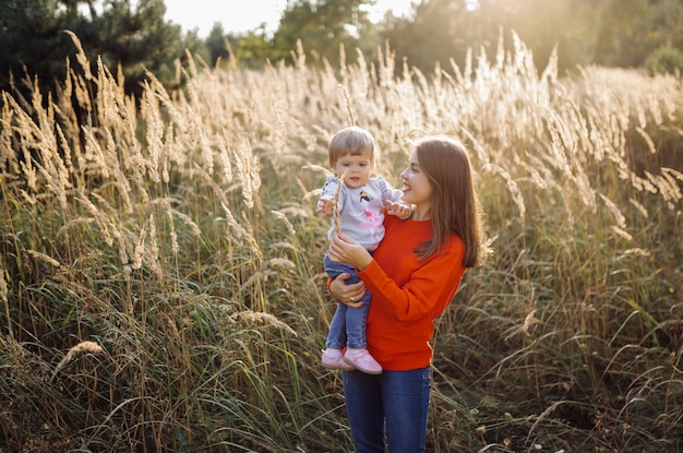 Happy family outdoors spending time together