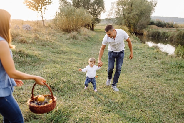 Free photo happy family outdoors spending time together