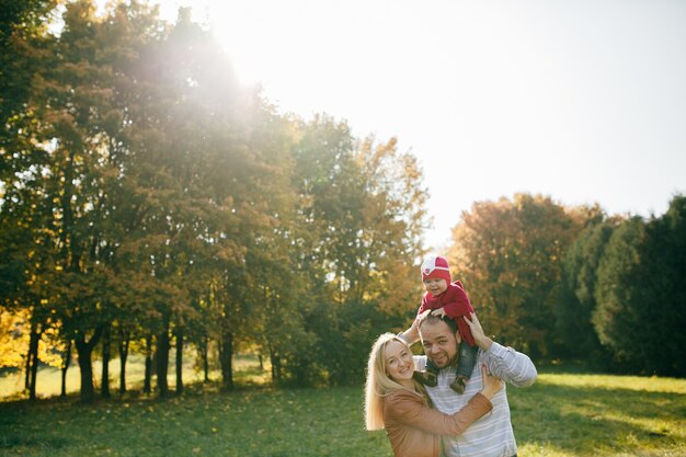 Happy family play in forest