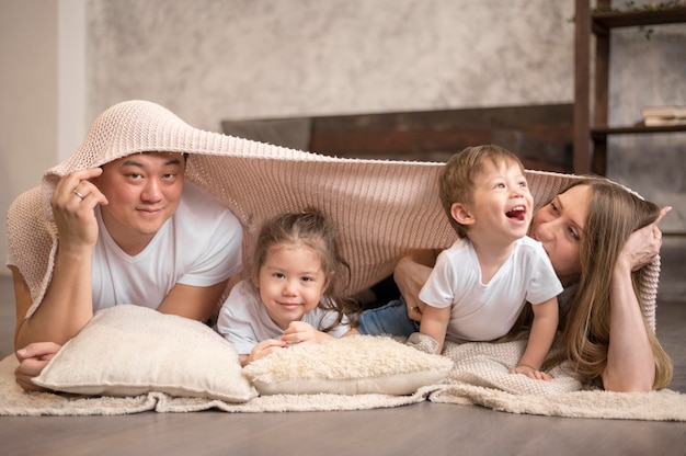 Happy family playing together