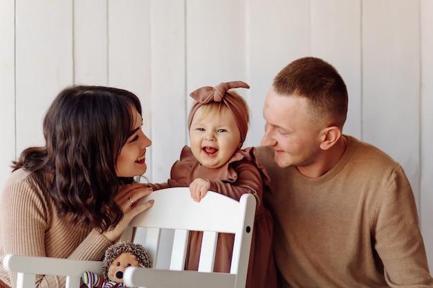 A happy family posing