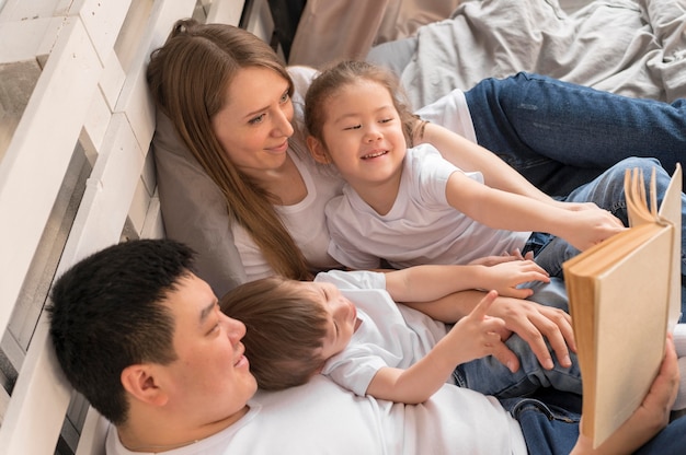 Happy family reading