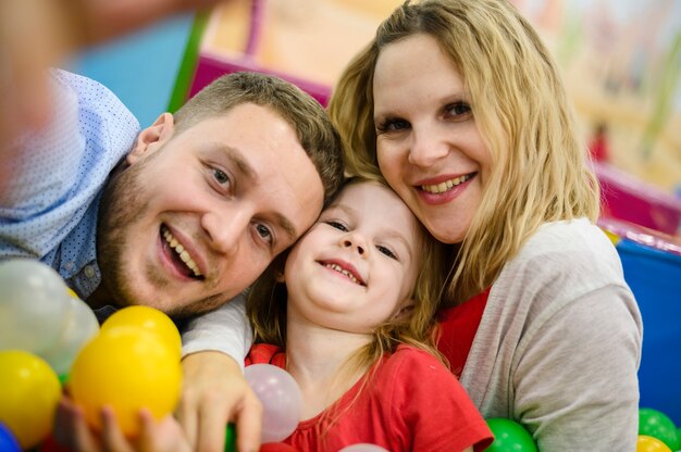 Happy family taking a selfie