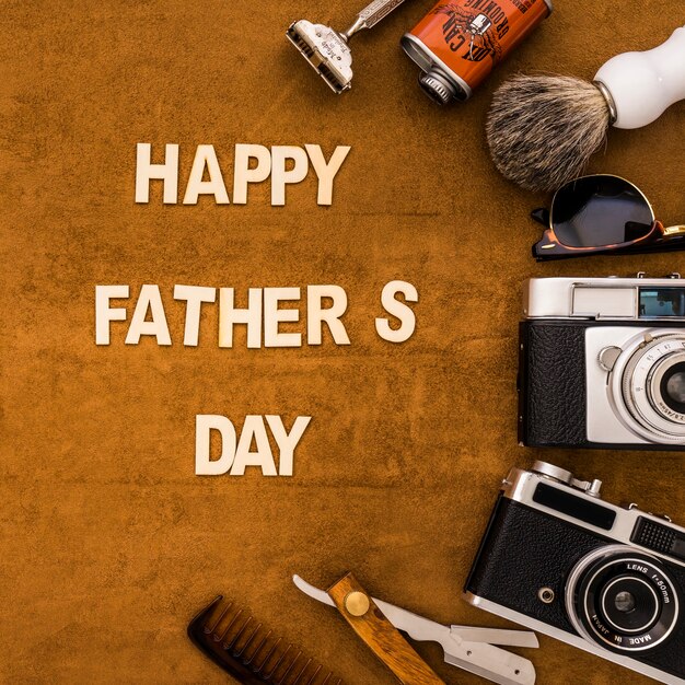 Happy father's day with masculine objects
