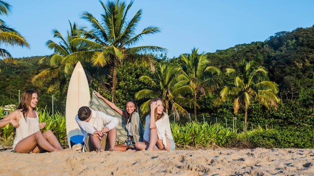 Happy friends on the beach