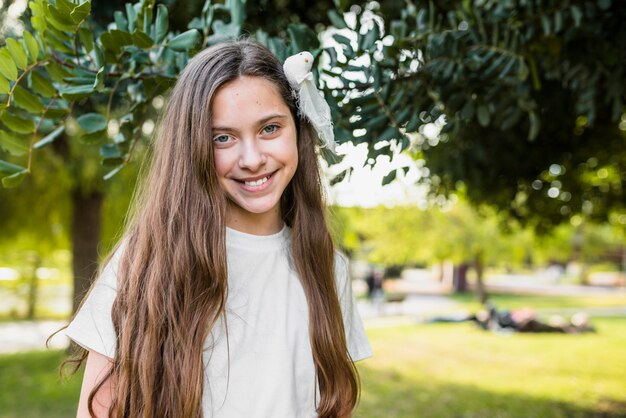 Happy girl enjoying in park