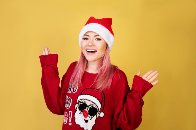 Happy girl with red santa suit 2