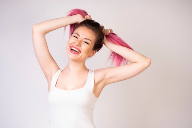 Happy girl with white t-shirt