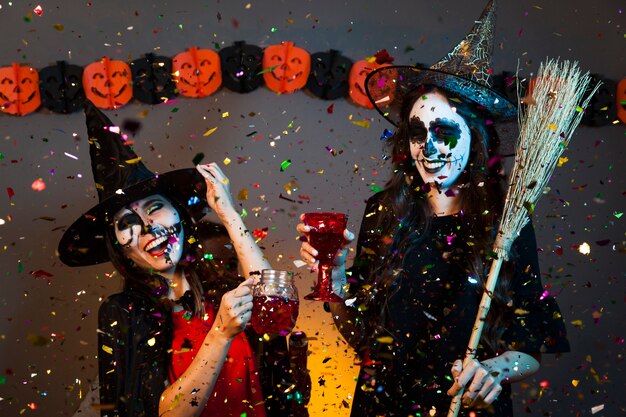 Happy girls at a halloween party