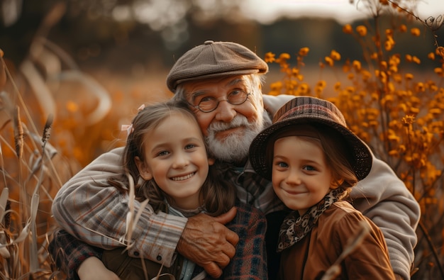 Бесплатное фото happy grandparent and grandchild scene in celebration of grandparent's day