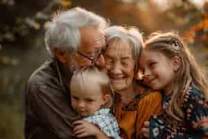 Бесплатное фото happy grandparent and grandchild scene in celebration of grandparent's day