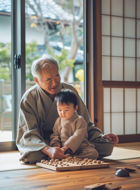 Happy grandparent and grandchild scene in celebration of grandparent's day