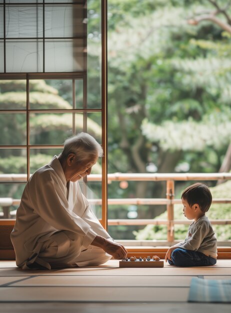 Happy grandparent and grandchild scene in celebration of grandparent's day