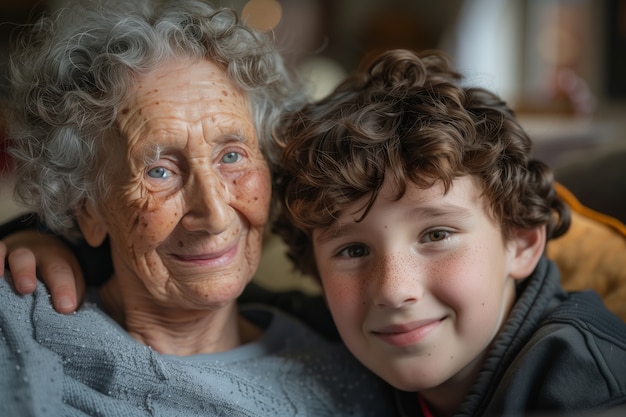 Happy grandparent and grandchild scene in celebration of grandparent's day