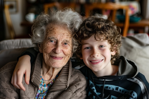 조부모 의 날 을 축하 하는 행복 한 조부모 와 손자 의 장면