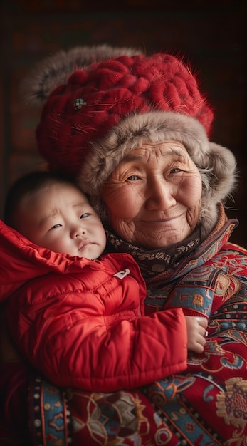 Free photo happy grandparent and grandchild scene in celebration of grandparent's day