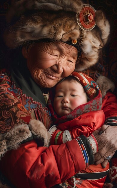 Happy grandparent and grandchild scene in celebration of grandparent's day